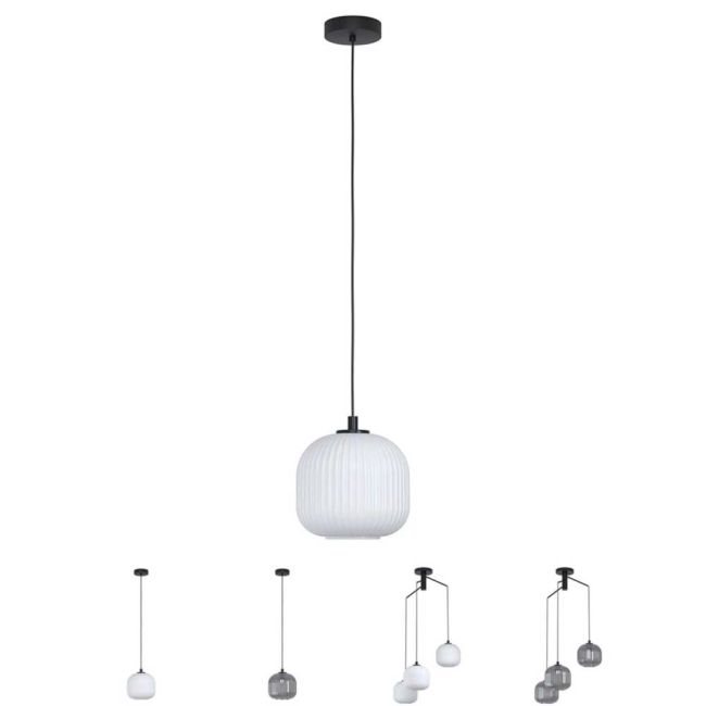 Mantunalle Black and Glass Pendant Light by Eglo