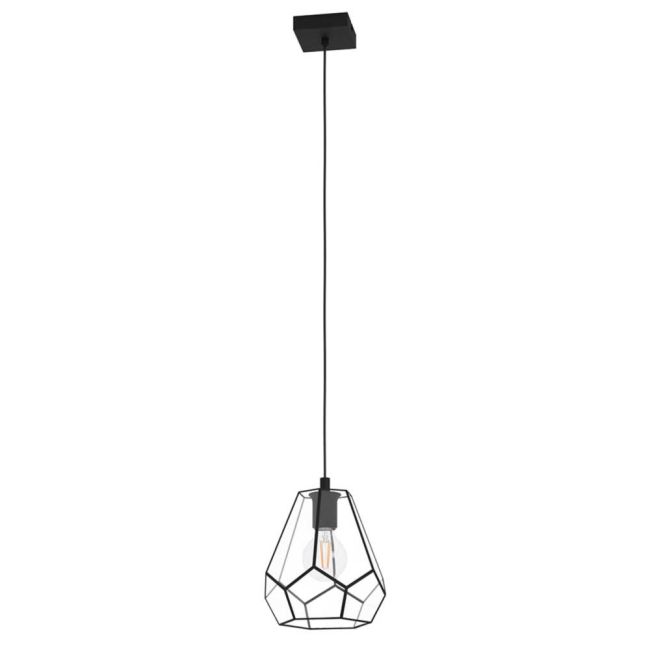 Mardyke Black and Clear Glass 1 Light Pendant by Eglo