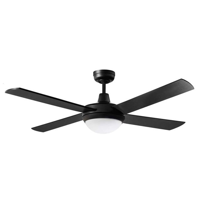 Martec Lifestyle 52" AC 4 Blade Ceiling Fan with 24W Tricolour LED Light Matt Black DLS1343M