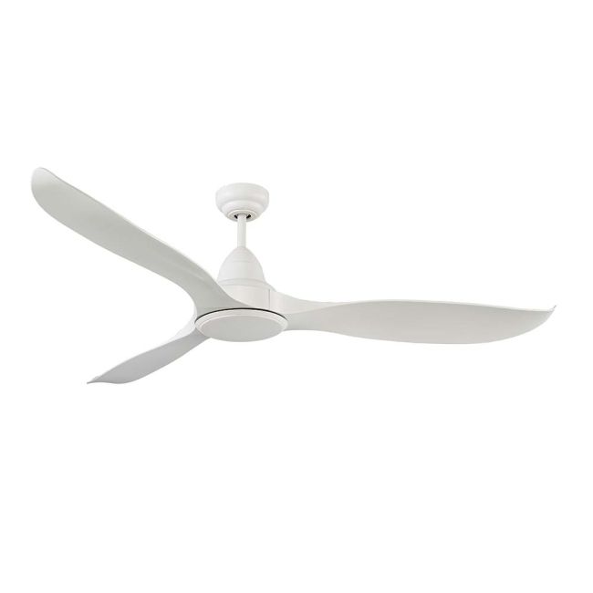 Martec Wave 52" DC 3 Blade ABS Ceiling Fan With Dimmable 18W Tricolour LED Light and Remote Control White Satin MWF1333WSR