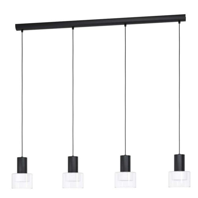 Molineros Black & Clear Glass LED GU10 4 Light Pendant by Eglo