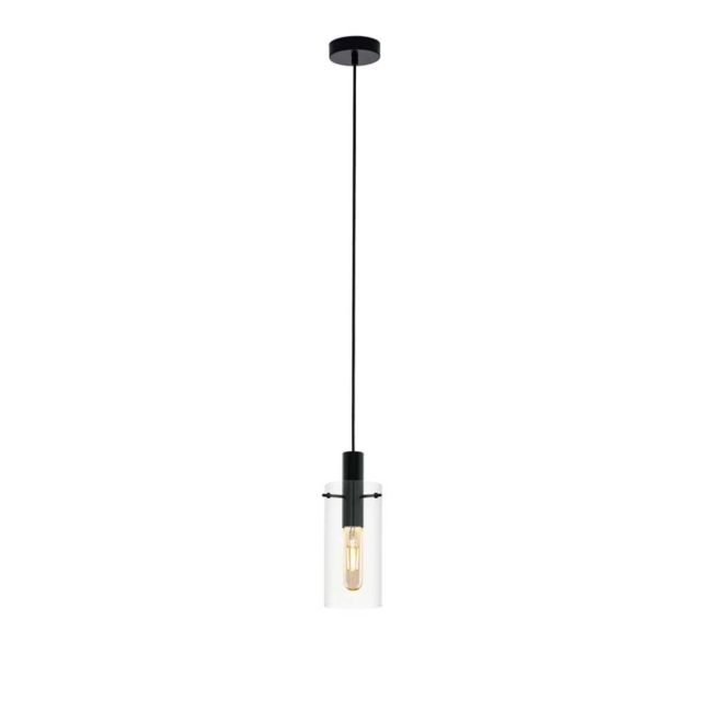 Montefino Black with Clear Glass 1 Light Pendant by Eglo