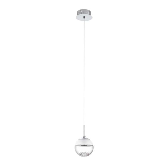 Montefio 1 Chrome with Clear Glass and Crystal 1 Light LED Pendant by Eglo