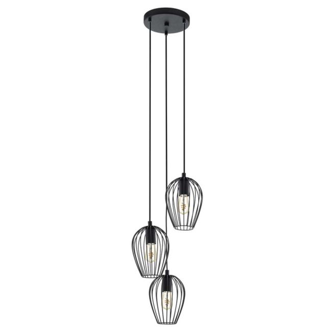 Newtown Black 3 Light Round Pendant by Eglo
