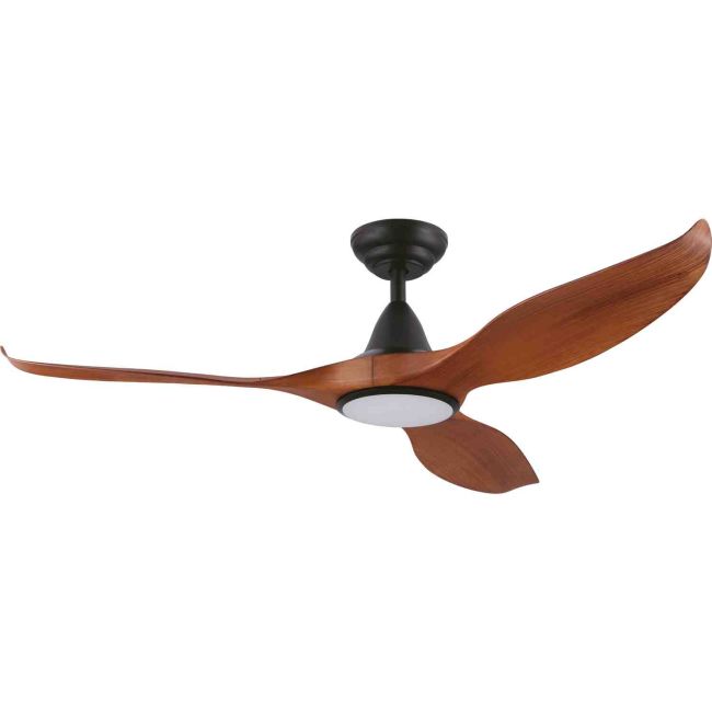 Noosa DC 52" Eglo Ceiling Fan & LED Light Matt Black with Teak 204116