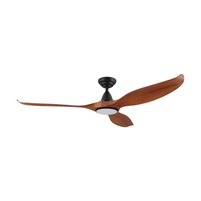 Noosa DC 60" Eglo Ceiling Fan & LED Light Matt Black with Teak 204232