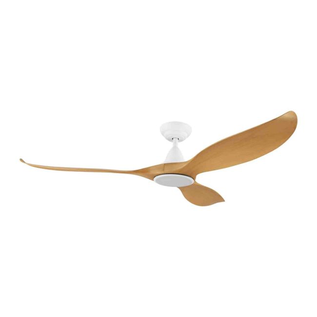 Noosa DC 60" Eglo Ceiling Fan & LED Light Matt White with Bamboo 204231