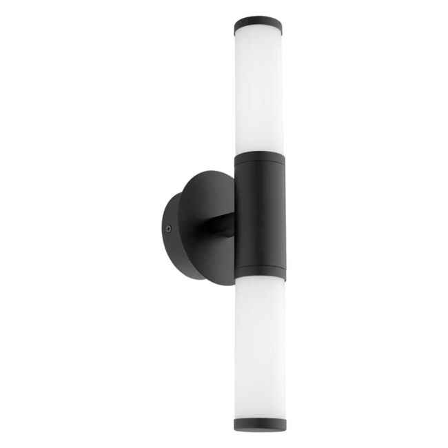 Palmera 1 Black and Opal Glass 2 Light Wall Light by Eglo