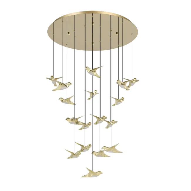 Paratebueno LED Round 17 Light Brass Pendant by Eglo