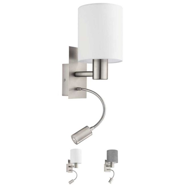 Pasteri Satin Nickel 2 Light Wall Light by Eglo