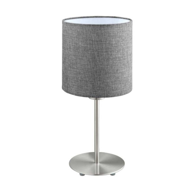 Pasteri Satin Nickel and Grey E27 Table Lamp by Eglo