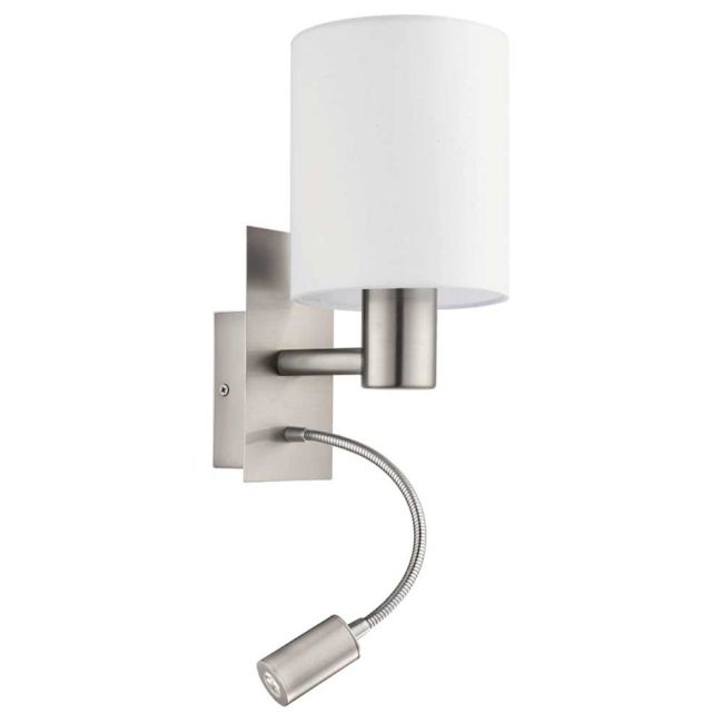 Pasteri Satin Nickel and White 2 Light Wall Light by Eglo