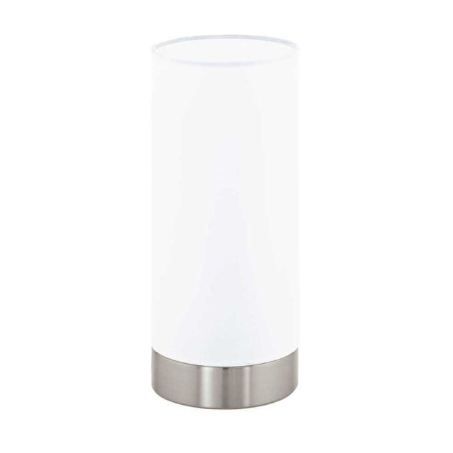 Pasteri Satin Nickel and White E27 Touch Table Lamp by Eglo