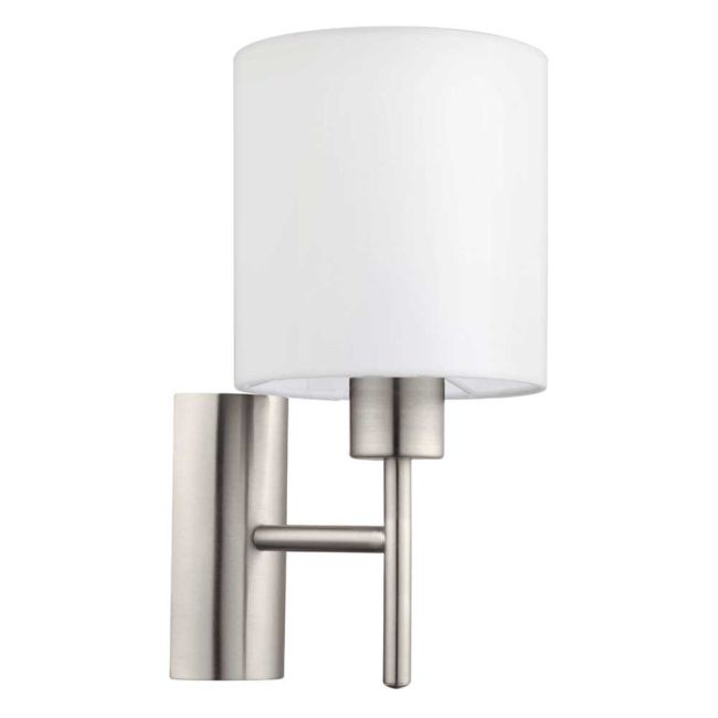 Pasteri Satin Nickel and White E27 Wall Light by Eglo