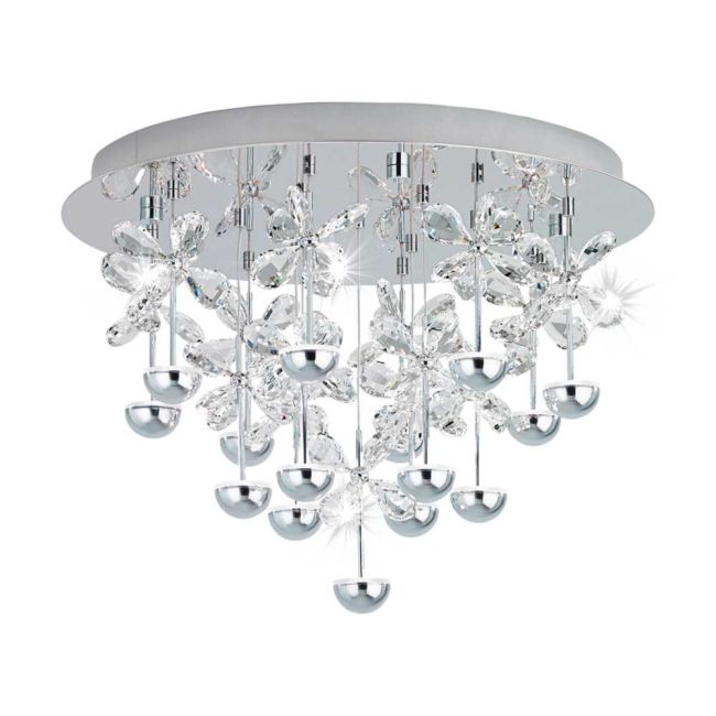 Pianopoli Chrome and Crystal 15 Light LED Ceiling Light by Eglo