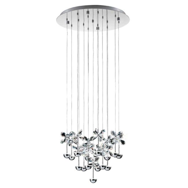 Pianopoli Chrome and Crystal 15 Light LED Pendant by Eglo