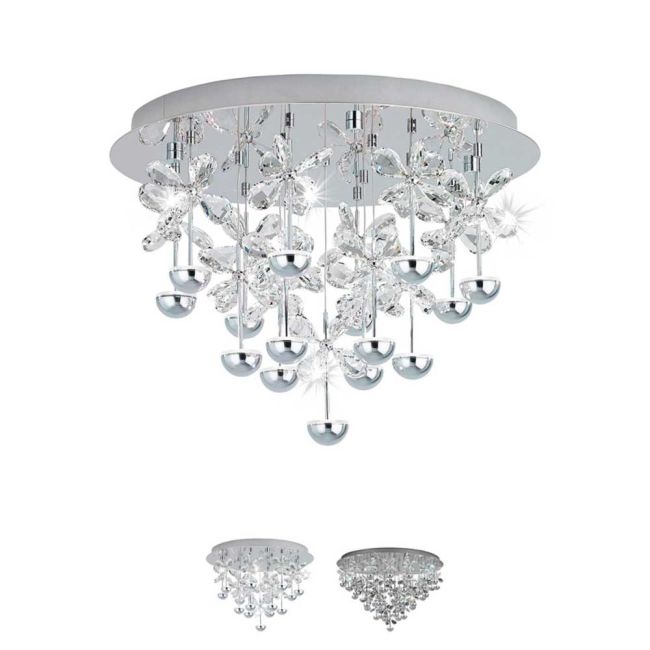 Pianopoli Chrome and Crystal LED Ceiling Light by Eglo