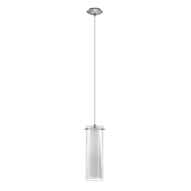 Pinto Chrome with Opal & Clear Glass 1 Light Pendant by Eglo