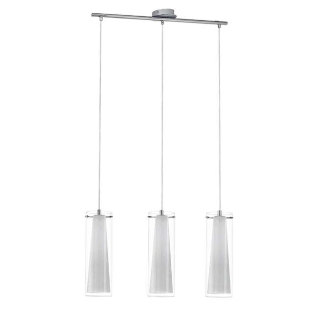 Pinto Chrome with Opal & Clear Glass 3 Light Pendant by Eglo