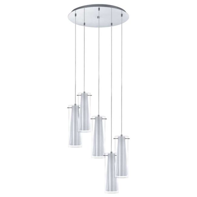 Pinto Chrome with Opal & Clear Glass 5 Light Pendant by Eglo
