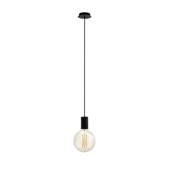 Pozueta Black and Clear Glass 1 Light Pendant by Eglo