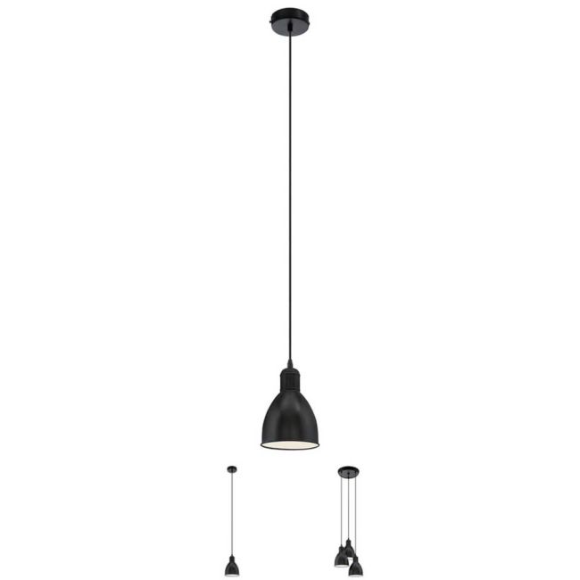 Priddy E27 Black Pendant Light by Eglo