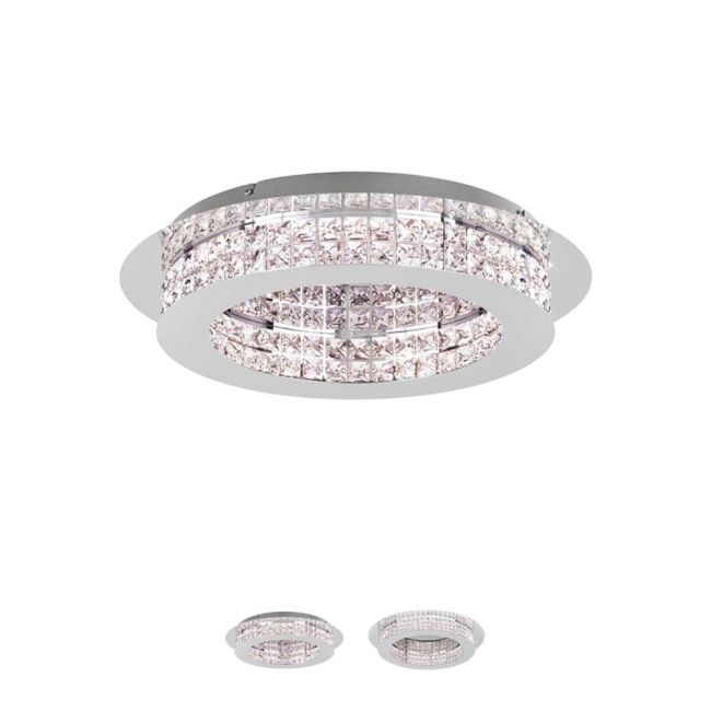 Principe LED Chrome and Crystal Ceiling Light by Eglo 