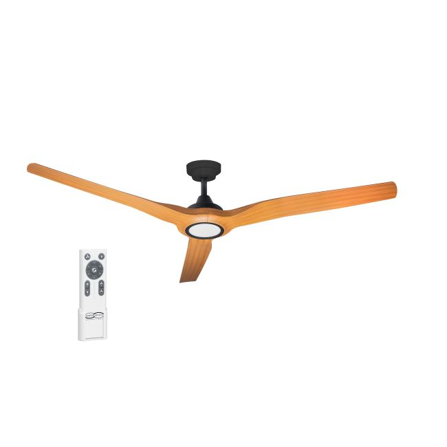 Radical 3 52" DC Hunter Pacific Matt Black/Bamboo Ceiling Fan & LED Light RL334