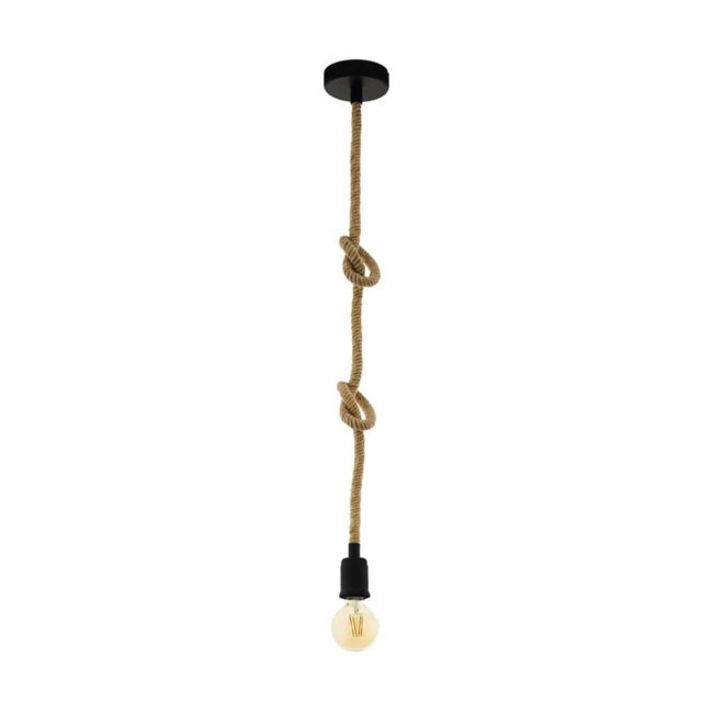 Rampside Black with Rope 1 Light Pendant by Eglo