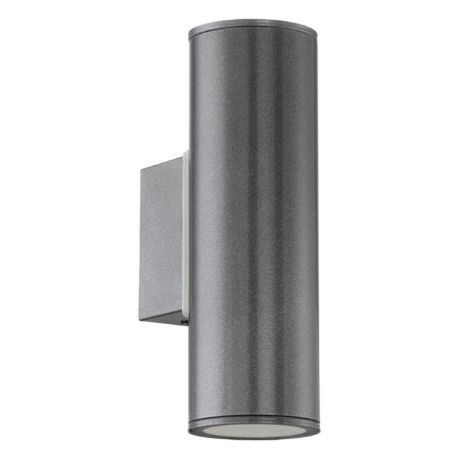 Riga GU10 LED Anthracite Exterior 2 Light Wall Light by Eglo