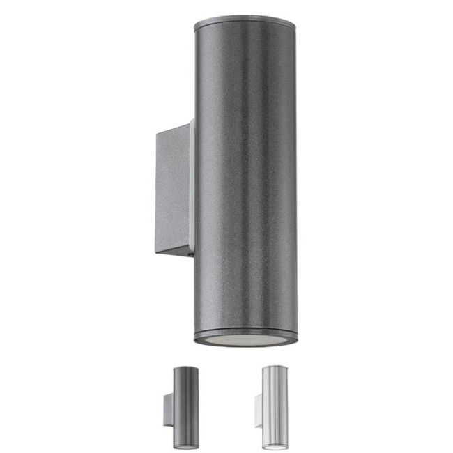 Riga GU10 LED Black Exterior 2 Light Wall Light by Eglo