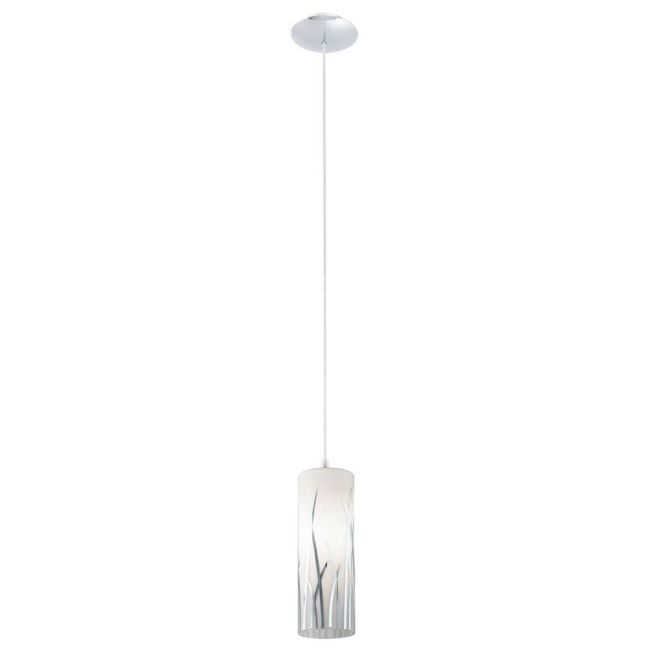 Rivato E27 White Glass with Chrome Pendant Light by Eglo