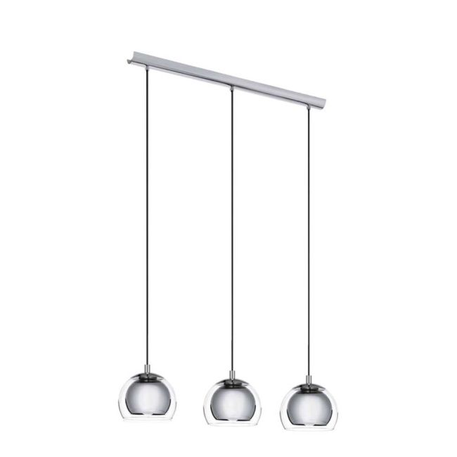 Rocamar E27 Chrome and Glass 3 Light Pendant by Eglo
