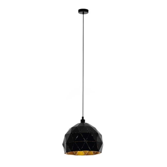 Roccaforte Black and Gold E27 Medium Pendant Light by Eglo