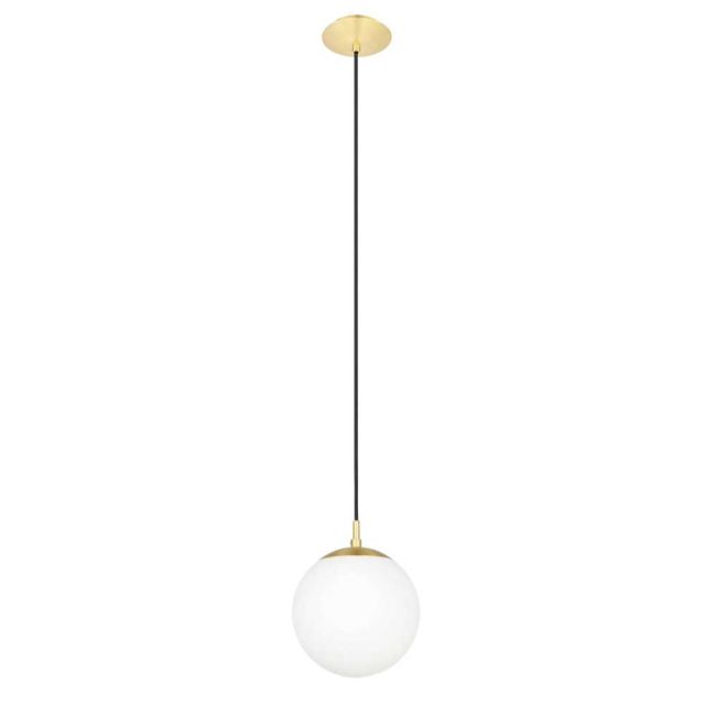 Rondo E27 Brass and Opal Glass Extra Small 200mm Pendant Light by Eglo