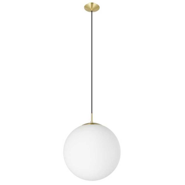 Rondo E27 Brass and Opal Glass Large 400mm Pendant Light by Eglo
