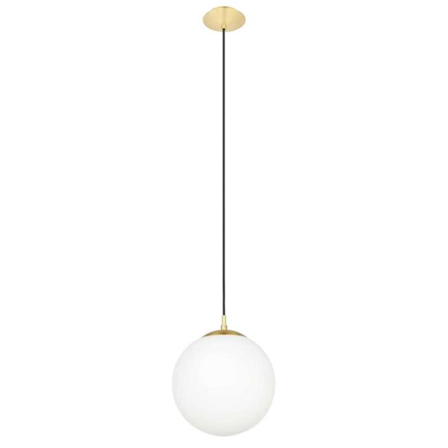 Rondo E27 Brass and Opal Glass Medium 300mm Pendant by Eglo
