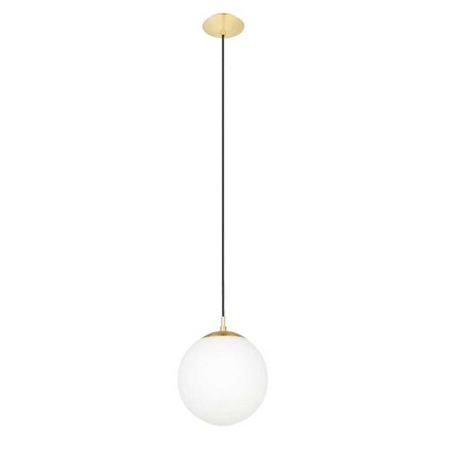 Rondo E27 Brass and Opal Glass Small 250mm Pendant Light by Eglo