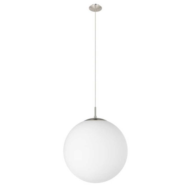 Rondo E27 Satin Chrome and Opal Glass Large 400mm Pendant by Eglo
