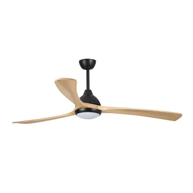 Sanctuary DC 52" Ceiling Fan & Light in Matt Black with Natural by Fanco F6001-219
