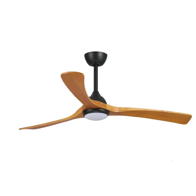 Sanctuary DC 52" Ceiling Fan & Light in Matt Black with Teak by Fanco F6001-218