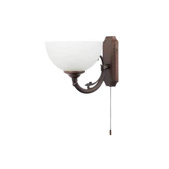 Savoy Bronze and Satin Glass 1 Wall Light by Eglo