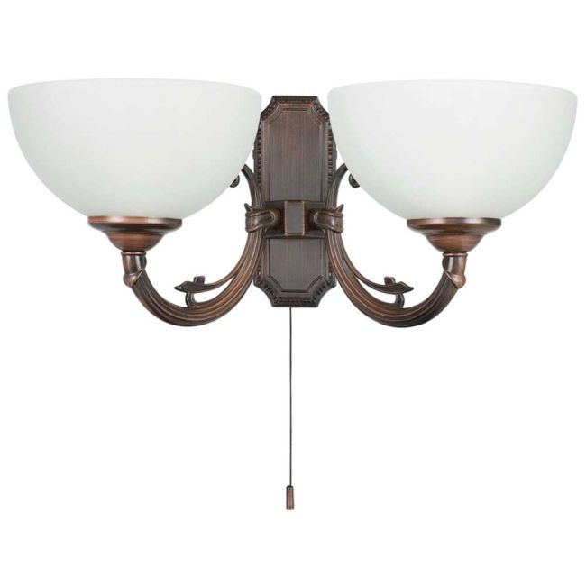 Savoy Bronze and Satin Glass 2 Wall Light by Eglo