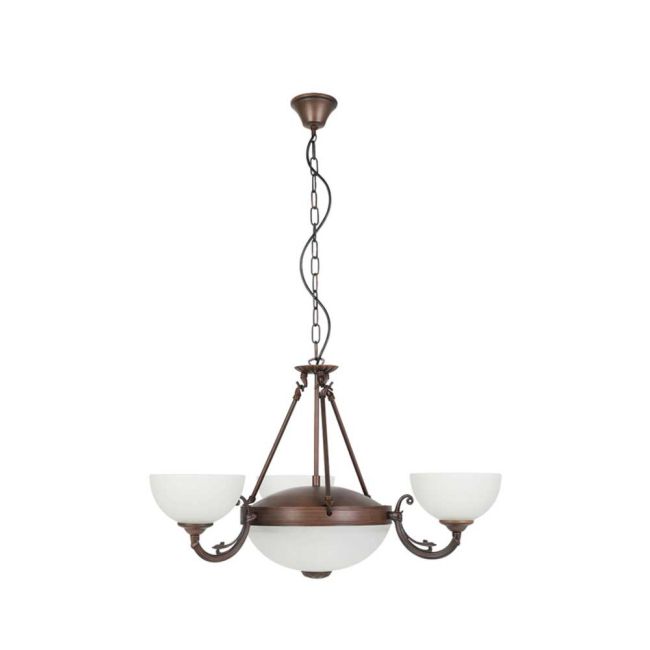 Savoy Bronze and Satin Glass 5 Light Pendant by Eglo