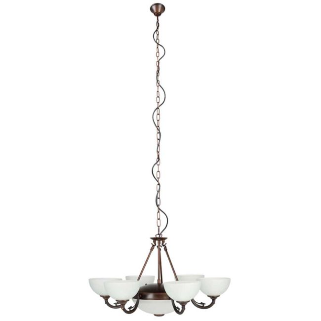Savoy Bronze and Satin Glass 8 Light Pendant by Eglo