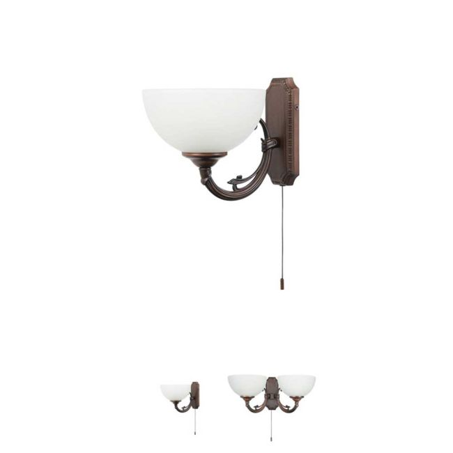 Savoy Bronze and Satin Glass Wall Light by Eglo