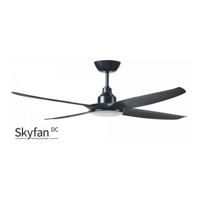 Skyfan 4 56" DC Ventair Ceiling Fan with LED Light in Black SKY1404BL-L