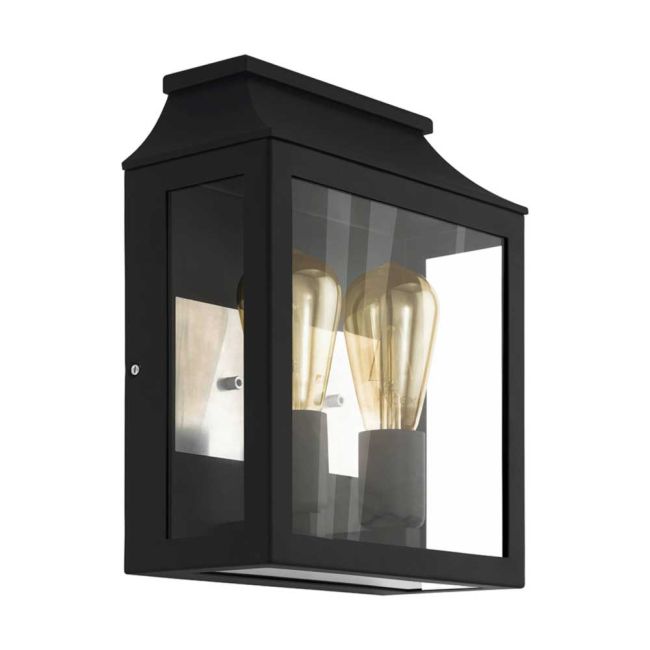 Soncino Black 2 Light Exterior Wall Light by Eglo