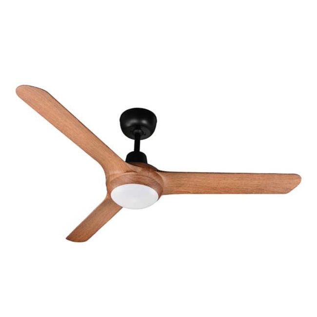 Spyda 50" AC 3 Blade Ventair Ceiling Fan with LED Light in Matt Black with Teak SPY1253TK-L