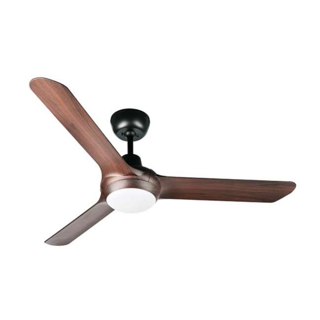 Spyda 50" AC 3 Blade Ventair Ceiling Fan with LED Light in Matt Black with Walnut SPY1253WN-L